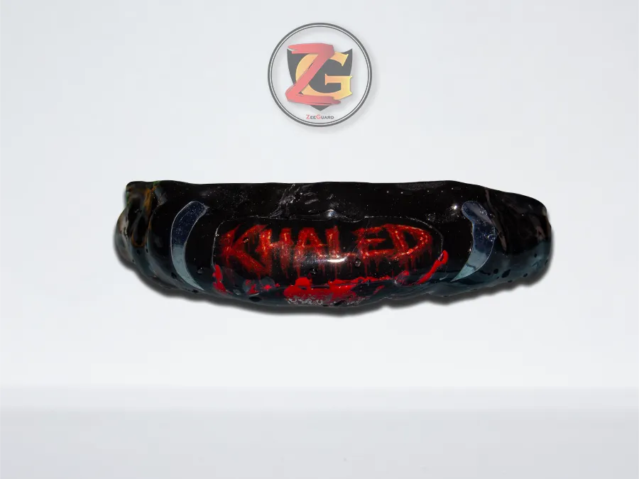Elite braces upper jaw mouthguard with custom name text